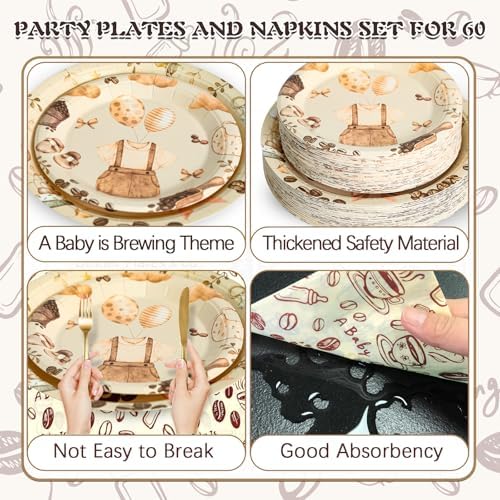 180Pcs Halloween Ghost Party Supplies Paper Plates and Napkins Serve 60 - Image 3