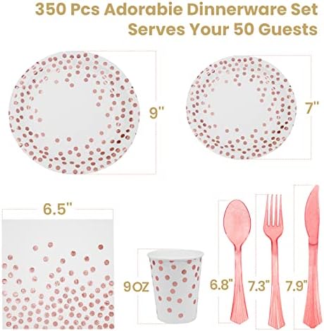 AIRE Rose Gold Paper Plates Set, 350PCS Disposable Tableware for 50 - Image 2