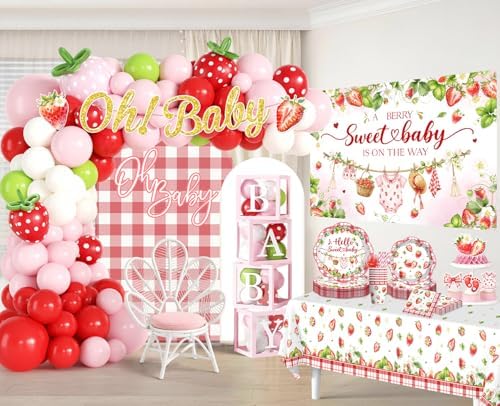 293Pcs Berry Sweet Baby Shower Decorations, All-in-One Set for 25 Guests - Image 6