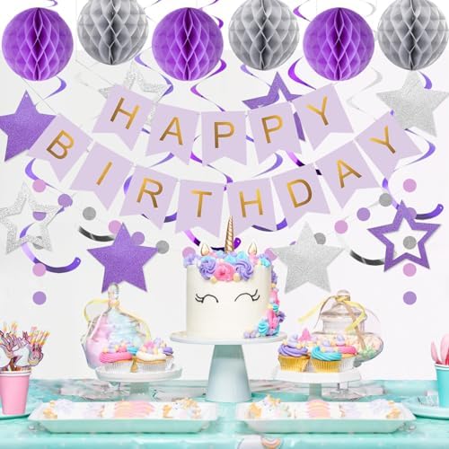 meowtastic Birthday Decorations Happy Birthday Banner with Honeycomb Balls - Image 2