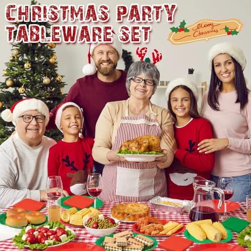120Pcs Red and Green Plates and Napkins 7in Christmas Paper Plates - Image 6