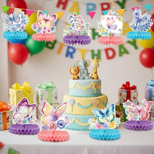 9-Piece Butterfly Table Centerpieces Set Honeycomb Spring Birthday Party Decorations Butterfly Theme Decor for Birthday Baby Shower - Image 2