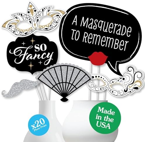 Masquerade Photo Booth Prop Kit, DIY Cardstock Props - 20pc by BigDotofHappiness
