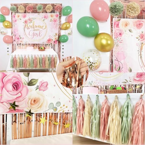 Rose Gold Baby Shower Decorations for Girl Welcome Baby Girl Retro Decor - Image 6