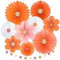 SUNBEAUTY Pink and Orange Party Decorations, Paper Flowers Decoration Fans by SUNBEAUTY