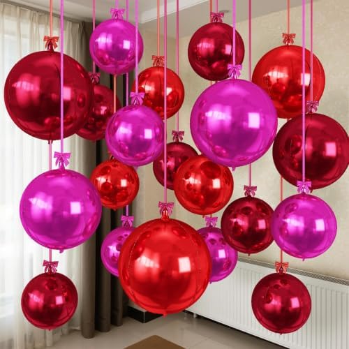 Togvu Burgundy Red Pink Balloons, 15PCS Different Sizes 4D Metallic Balloon by Togvu