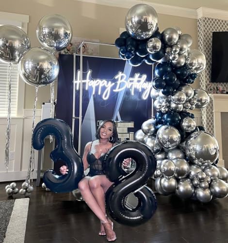 Black and Silver Balloons, 50PCS 12 Inch Silver Balck Latex Balloons Black Silver Party Balloons for Birthday,Graduation,New Years,Wedding,Engagement Party Decorations - Image 5