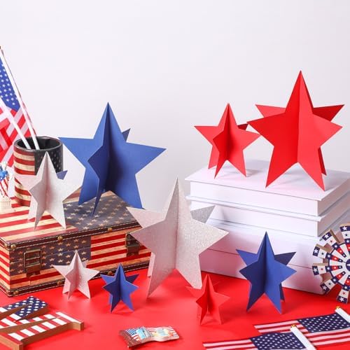 Sinload 45 Piece 3D Glitter Star Centerpieces Red White Blue Party Decor - Image 3