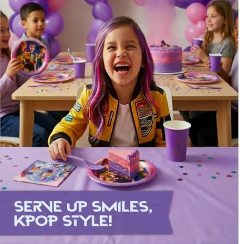KPop Plates and Napkins 32-Pack - Demon Hunters Birthday Decorations - Image 2