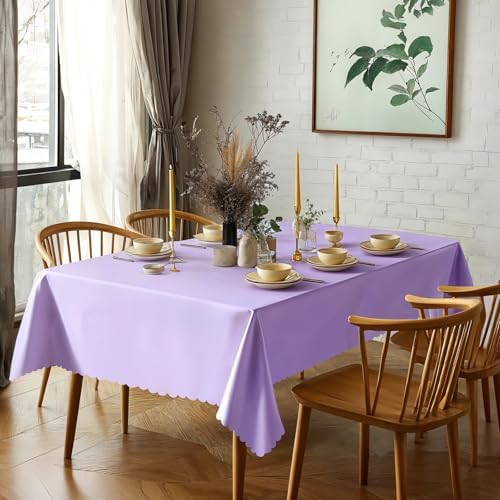 NatNarr 6 Pack Light Purple Tablecloths, Plastic Lavender Table Cloths - Image 6