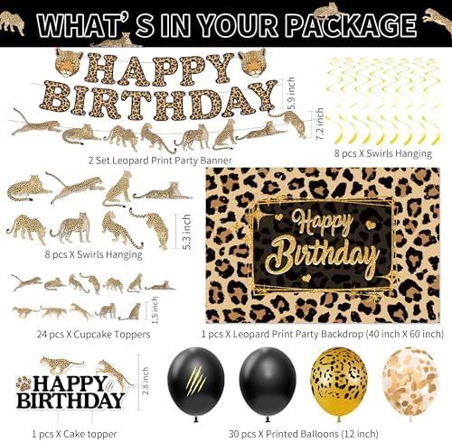 Cheetah Birthday Decorations Leopard Print Birthday Party Supplies - Image 3