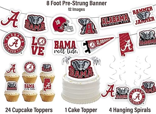 Alabama Crimson Tide Cake Topper & Party Decorations, Roll Tide 42 Pcs - Image 4
