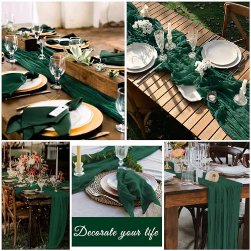20 Pack Cheesecloth Table Runner 20 x 120 in, Emerald Green - Image 7