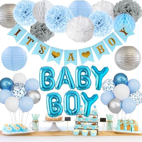 Ouddy Party Blue Baby Shower Decorations for Boys with Its a Boy Banner by OuddyParty