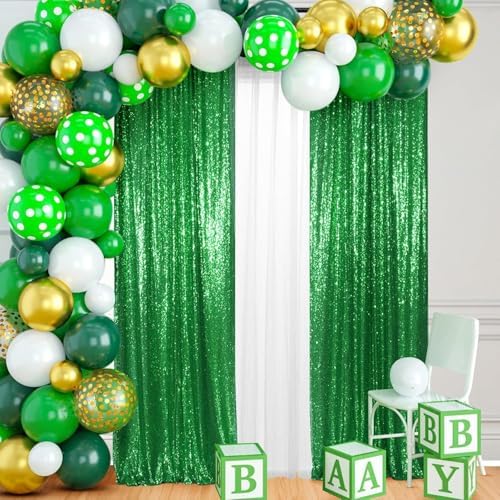 PartyDelight Green Sequin Backdrop Curtains 2x8ft 4 Panels - Image 4