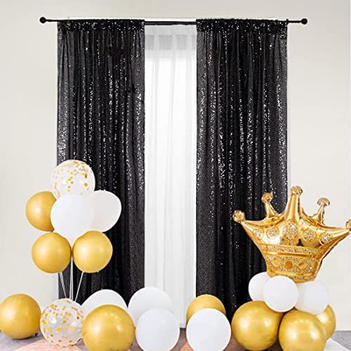 PartyDelight Black Sequin Backdrop Curtains 2x8ft 2 Panels - Image 5