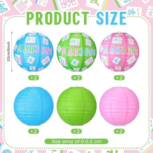 Panelee 12 Pcs Mahjong Party Decorations Mahj Theme Hanging Paper Lanterns - Image 2