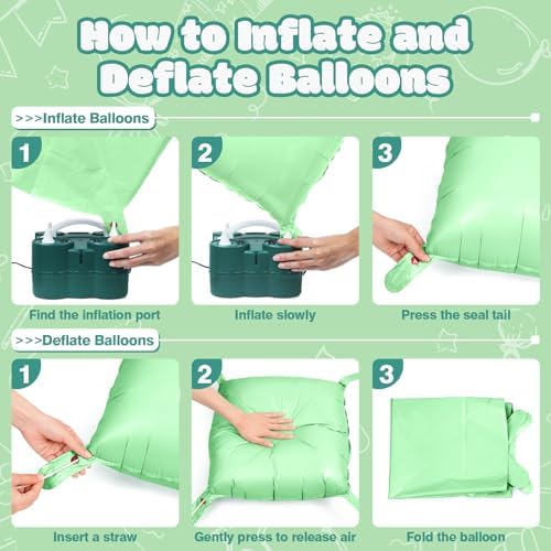 NISOCY 25PCS Matte Pastel Green Square Foil Balloons Wall Backdrop - Image 3