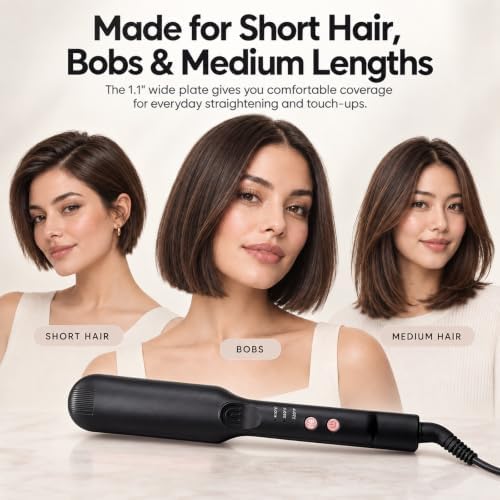 Mini Flat Iron for Short Hair with 15S Fast Heat Wide Ceramic Plate - Image 4