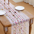 JIALE Pink Floral Table Runner, Embroidery Daisy Seasonal Table Decorations, 120Inch 10FT Tulle Fabric for Home Decor, Bridal Shower Wedding, Baby Shower Parties, DIY Craft by JIALE