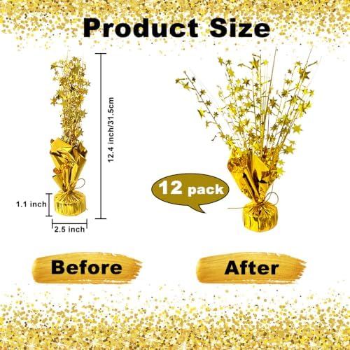 12 Pcs Metallic Foil Spray Centerpiece Party Star Table Decoration Brust Glitter Table Topper Decor for Birthday Graduation Holiday Christmas Dining Celebration New Year Party Supplies, Gold - Image 4