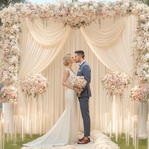 16x10FT Champagne Backdrop Curtains for Wedding Parties, Wrinkle Free Polyester Photography Backdrop Drapes for Wedding Baby Shower Birthday Parties Stage Background Stand Decorations 4x10ft,4 Panels - Image 6