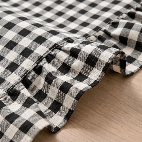Artoid Mode Black Farmhouse Plaid Gingham Ruffle Table Runner, Seasonal Scalloped Retro Kitchen Dining Table Decoration for Home Party Decor 13x72 Inch - Image 5
