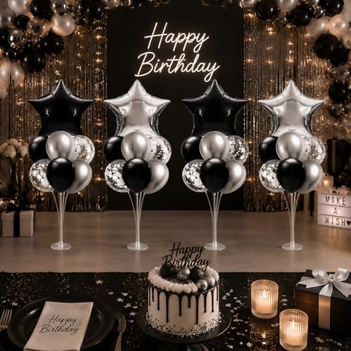 Lunmon 4 Set Black and Silver Balloon Centerpiece Stand Kit for Table - Image 5