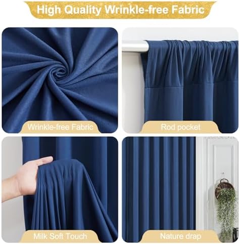 40x10FT Navy Blue Backdrop Curtains for Wedding Parties, Wrinkle Free Polyester Photography Backdrop Drapes for Wedding Baby Shower Birthday Parties Stage Background Stand Decorations 4x10ft,10 Panels - Image 2