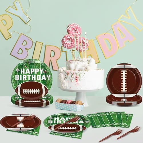 100 Pcs Football Party Supplies Set Football Birthday Plates and Napkins Sports Party Tableware Packs Decorations Sports Disposable Paper Plates Napkins Forks Serve 25 - Image 6