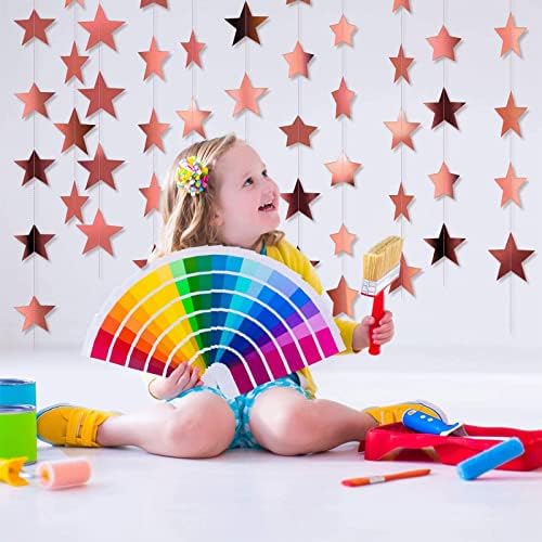 Patelai Glitter Star Garland Banner Decor, 130 Feet Star Hanging Bunting Banner Bright Backdrop for 2026 Graduation Prom Wedding Birthday Christmas Party Supplies(Glitter Rose Gold) - Image 6