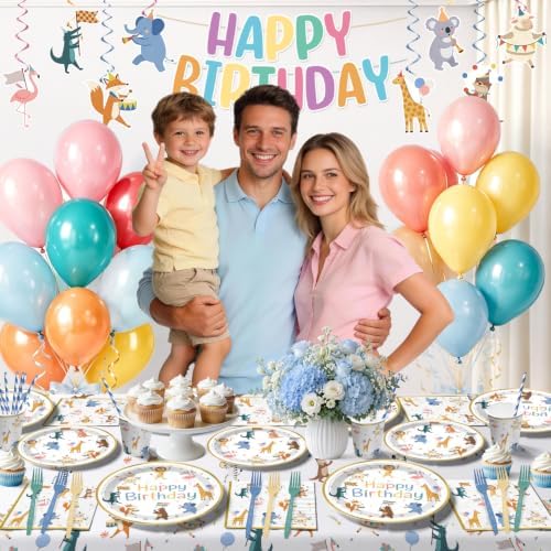 Xynic 207pcs Party Animal Birthday Decorations Tableware Set, for 25 Guests - Image 4