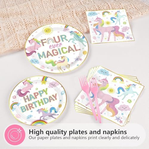 Grencian 96 Pcs Unicorn 4th Birthday Party Decorations, Serves 24 - Image 3