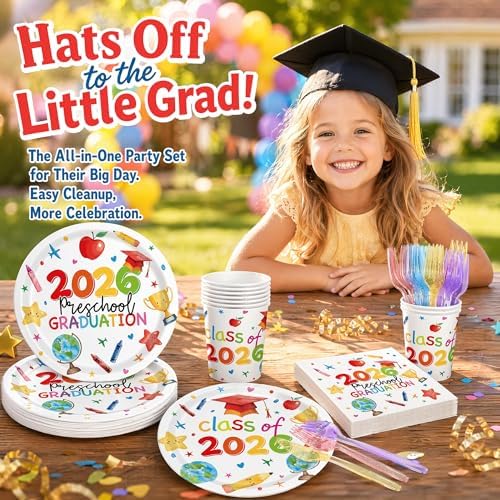 120Pcs 2026 Preschool Graduation Party Decorations Tableware Set - Image 6