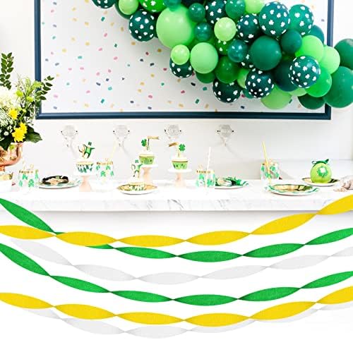 Green-White Yellow Party-Decorations Crepe-Paper Streamers - 9 Rolls Birthday Paper Garland Streamer Neutral Baby Shower Sping Summer Garden Tea Party Decor Panduola - Image 2