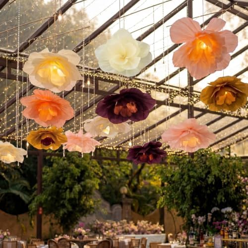 VIHOSE 12 Pcs Large Fall Flower Paper Lanterns Decorations, 15.7 Inch - Image 6