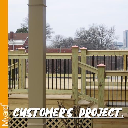 Myard 32'' Classic Hollow Round Iron Heavy-Duty Deck Balusters, Grey - Image 5