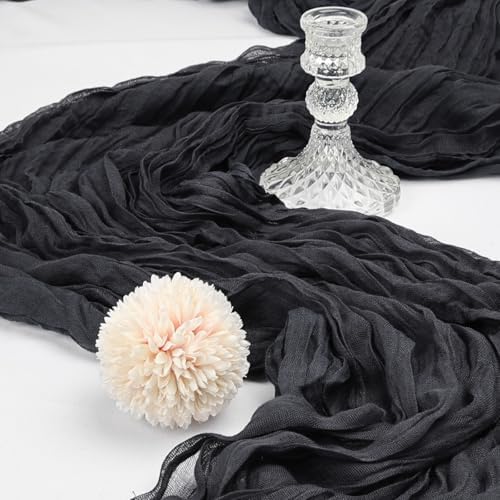 6 Pack 10Ft Black Cheesecloth Table Runner 23 x 120 Inch - Image 3