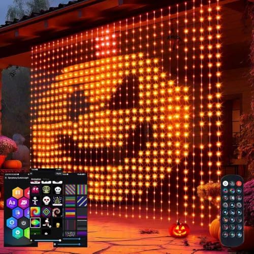 Dazzle Bright Smart Curtain Lights, 400LED 6.6FT x 6.6FT Color Changing Halloween Christmas Lights with Remote & APP, Dynamic DIY Fairy String Lights for Indoor Outdoor Bedroom Decorations by DazzleBright