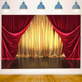 3D Rendering Theater Stage Theme Photography Backdrops Golden and Red Curtains Photo Studio Props Vinyl Background for Wedding Birthday Party Decoration Banner 6x4ft by Qian