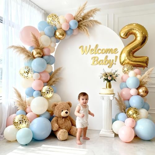Gender Reveal Pink and Blue Balloon Arch Kit 129 PCs - Image 4
