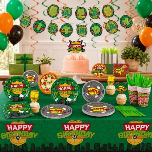 Cartoon Turtle Birthday Party Supplies Tableware Set for 20 Guests - Image 4