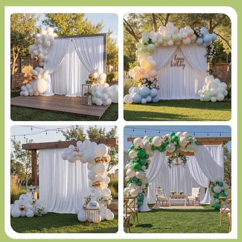 40x12 ft White Backdrop Curtains for Weddings Parties, Birthdays and Photos - Image 2