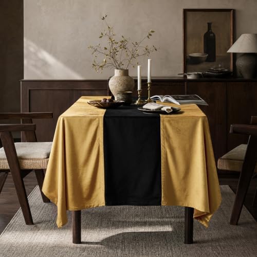 Gold and Black Velvet Tablecloths Rectangular: Luxury Christmas Table Cloth - Image 6