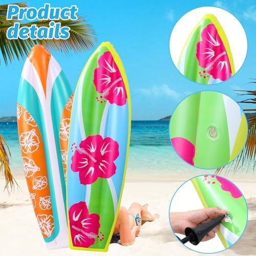 JellyArch 4 Pcs Inflatable Surfboards Hawaiian Party Pool Decor - Image 4