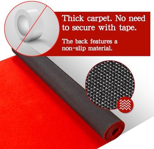 Red Carpet Runner 3x30 Feet, Non-Slip Waterproof Aisle Rug with Rubber Backing, Rolled Shipping, No Creases, Perfect for Weddings, Parties, Events, Banquets & Hollywood Runway - Image 4