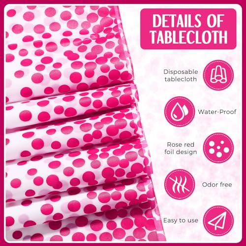 Breling 8 Pack White and Hot Pink Tablecloths and Satin Runners Set - Image 3