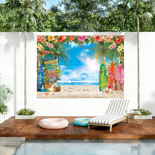 10x8ft Summer Hawaiian Beach Photography Tropical Luau Backdrop - Image 2