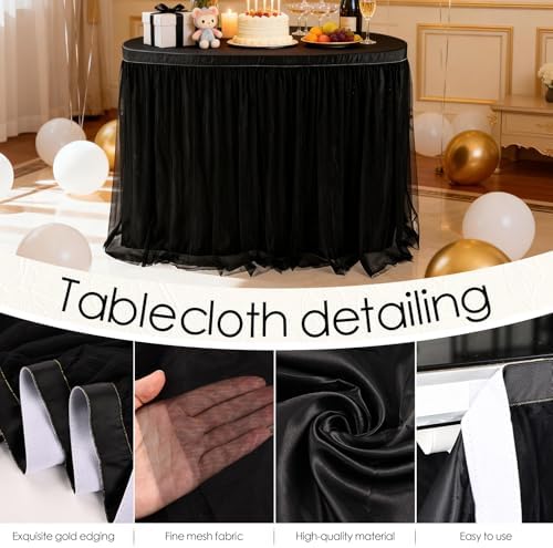 THARAHT Tulle Table Skirt 9FT 270CM Long for Rectangle Tables Round Tables Ruffle Desk Skirt for Princess Girls Birthday Party Cake Dessert Decorations Table Skirt - Image 3
