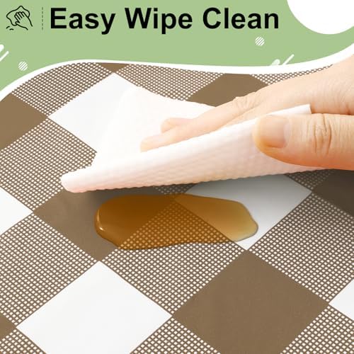 misaya 12 Packs Brown White Buffalo Gingham Plastic Disposable Table Cloth - Image 5